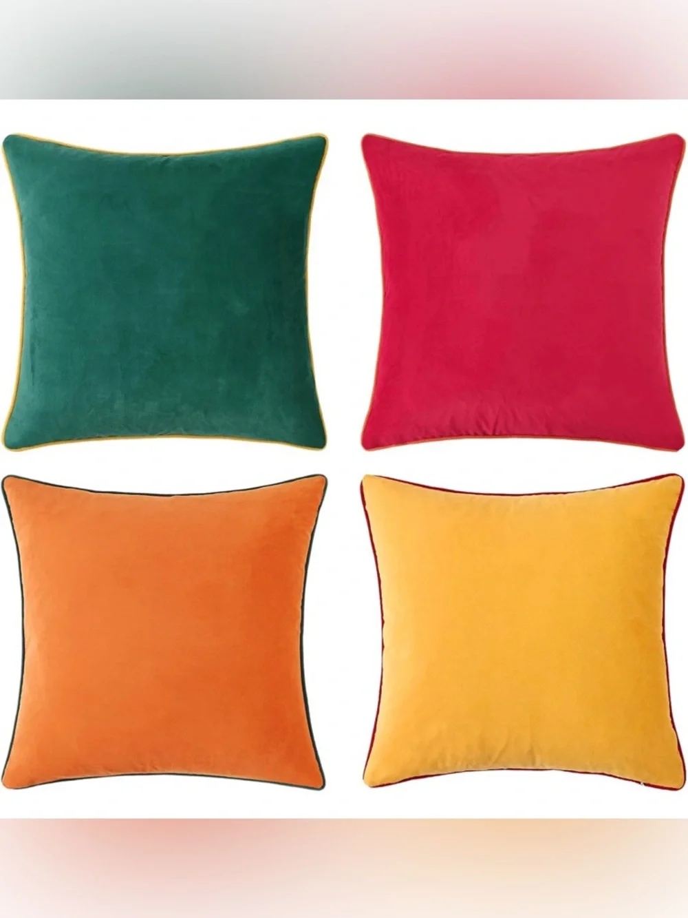 Set of 4 Velvet Throw Pillow Covers 18x18, Soft Accent Couch Pillow Covers